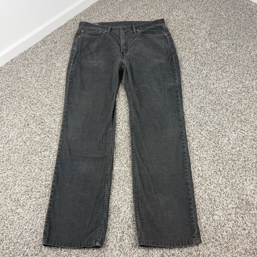 Levis 514 Pants Corduroy Mens 36x32 Gray Straight Chino Slacks Casual Stretch